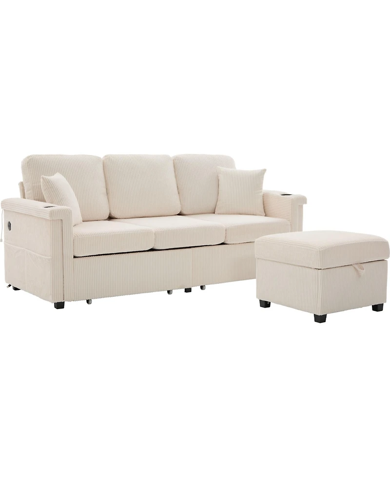 Streamdale L-Shaped Sectional Sofa w/ Storage Ottoman, Usb, Cup Holder