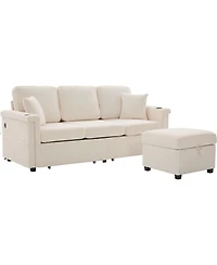 Streamdale L-Shaped Sectional Sofa w/ Storage Ottoman, Usb, Cup Holder