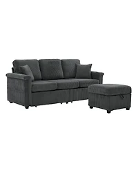 Streamdale Furniture L-Shaped Sectional Sofa w/ Storage Ottoman, Usb, Cup Holder
