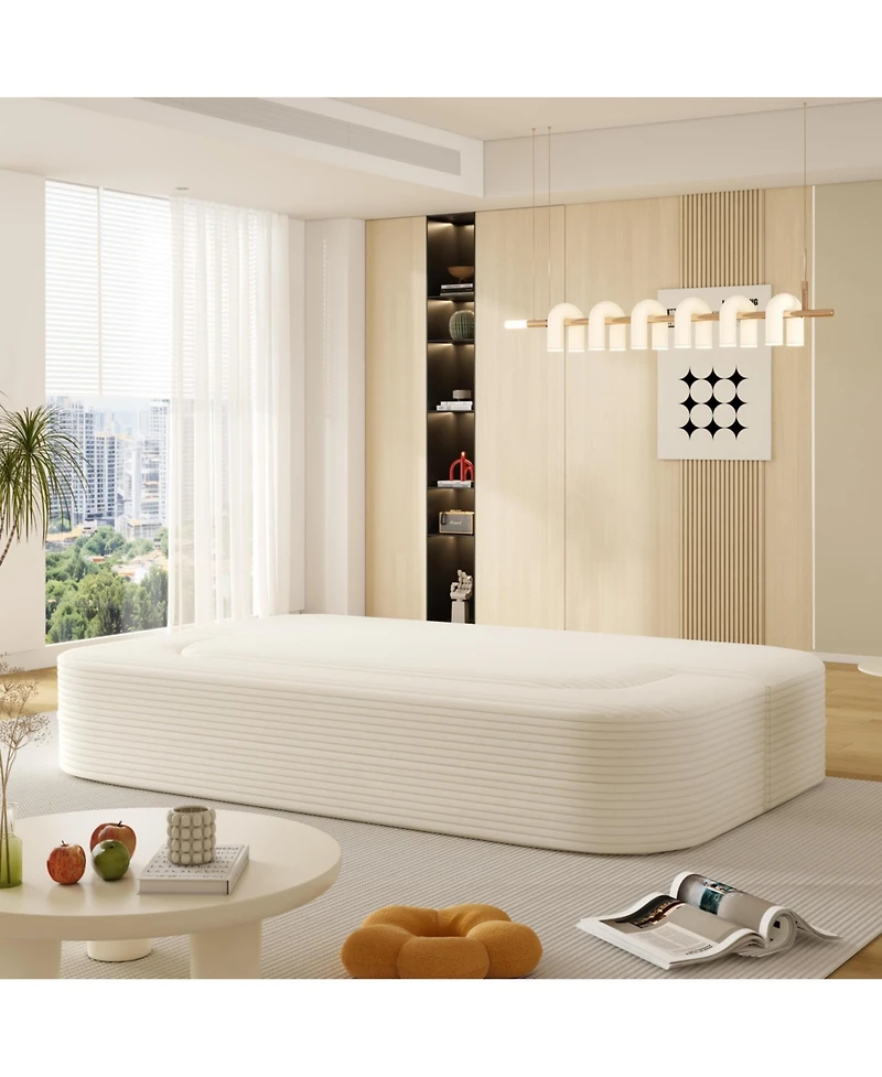 Streamdale Furniture 78.7" Foldable Corduroy Sofa Bed with Blanket & Pillows