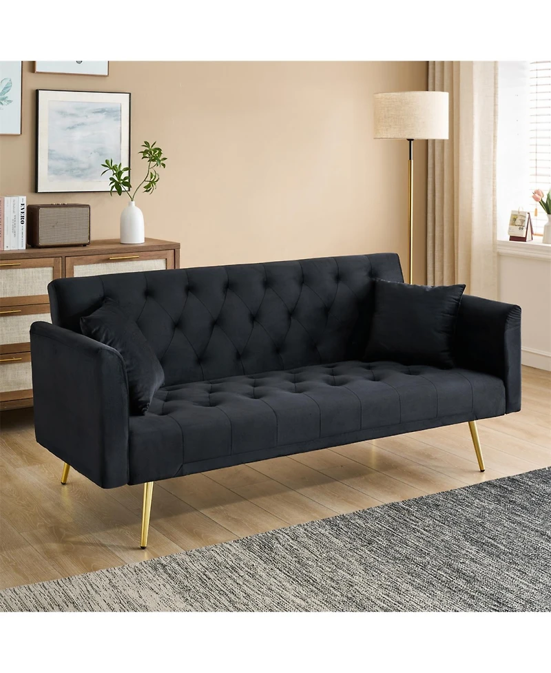 Streamdale Furniture Velvet Foldable Sofa (71-inch) - Retro Style for Small Spaces
