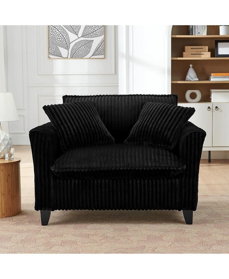 Streamdale Furniture Black Corduroy Tufted Accent Chair