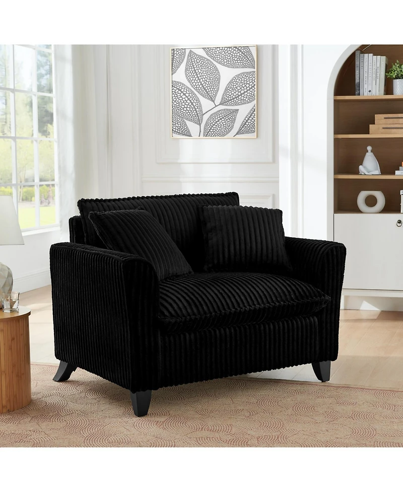 Streamdale Furniture Black Corduroy Tufted Accent Chair