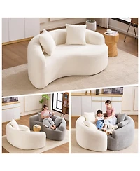 Streamdale Furniture Chenille S-Curve Sectional Sofa- Dual-Depth, White, No Assembly, Compact, 66.9"L