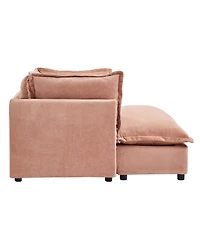 Streamdale Furniture Cozy Pink Armchair Sofa with Ottoman