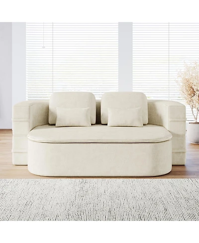 Streamdale Furniture 75" Fabric Foldable Sofa Bed with Blanket