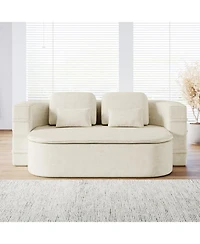 Streamdale Furniture 75" Fabric Foldable Sofa Bed with Blanket