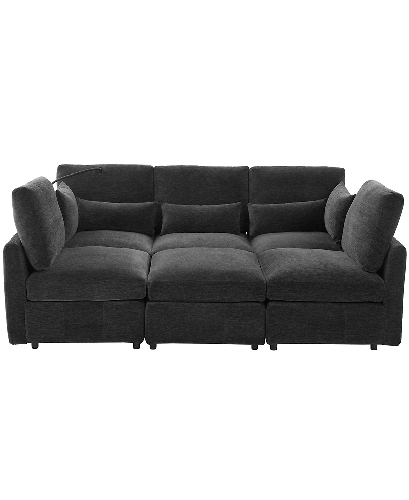 Streamdale Modern Sectional Sofa U-shaped Couch w/ Ottoman, Usb & Phone Holder