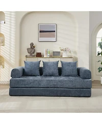 Streamdale Furniture Comfy Convertible Folding Mattress Couch - Blue