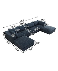 Streamdale Furniture Cloud Sofa Corduroy Deep Seat Removable Cushion Blue
