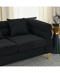 Streamdale Furniture 60" Oversized 2-Seater Sectional Sofa, Black Teddy