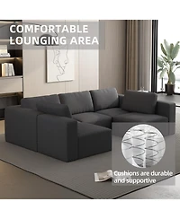 Streamdale Furniture Modular Sectional Sofa Sleeper Couch w/ Chaise & Ottoman,(Combo 3A+2B)