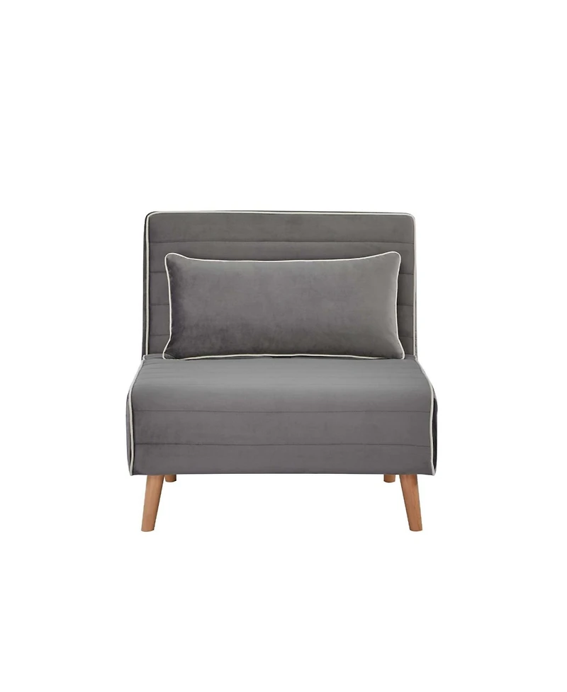 Streamdale Furniture Velvet Foldable Sleeper Chair - Adjustable Back, Converts to Bed, Includes Pillow