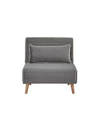 Streamdale Furniture Velvet Foldable Sleeper Chair - Adjustable Back, Converts to Bed, Includes Pillow