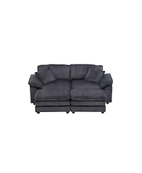 Streamdale Furniture Corduroy 2-Seat Sofa w/ Pillows & Ottomans