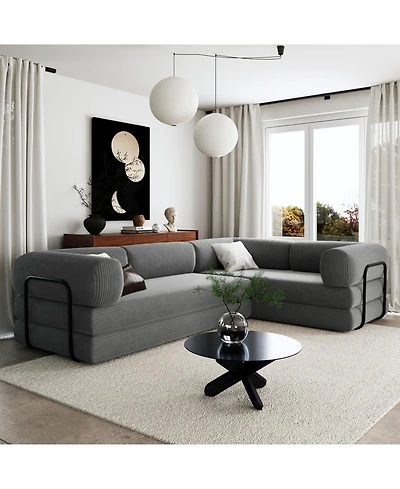 Streamdale Furniture Corduroy L-Shaped Modular Sofa Bed