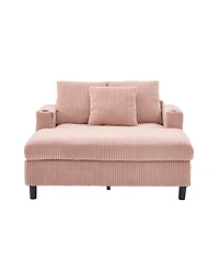 Streamdale Corduroy Oversized Recliner Sofa w/ Usb, Led, Cup Holder