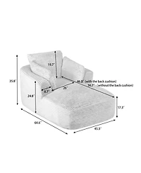 Streamdale Furniture Oversized Corduroy Chaise Lounge Sofa