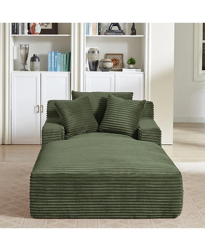 Streamdale Furniture Oversized Corduroy Chaise Lounge Sofa - Comfy Sleeper Couch