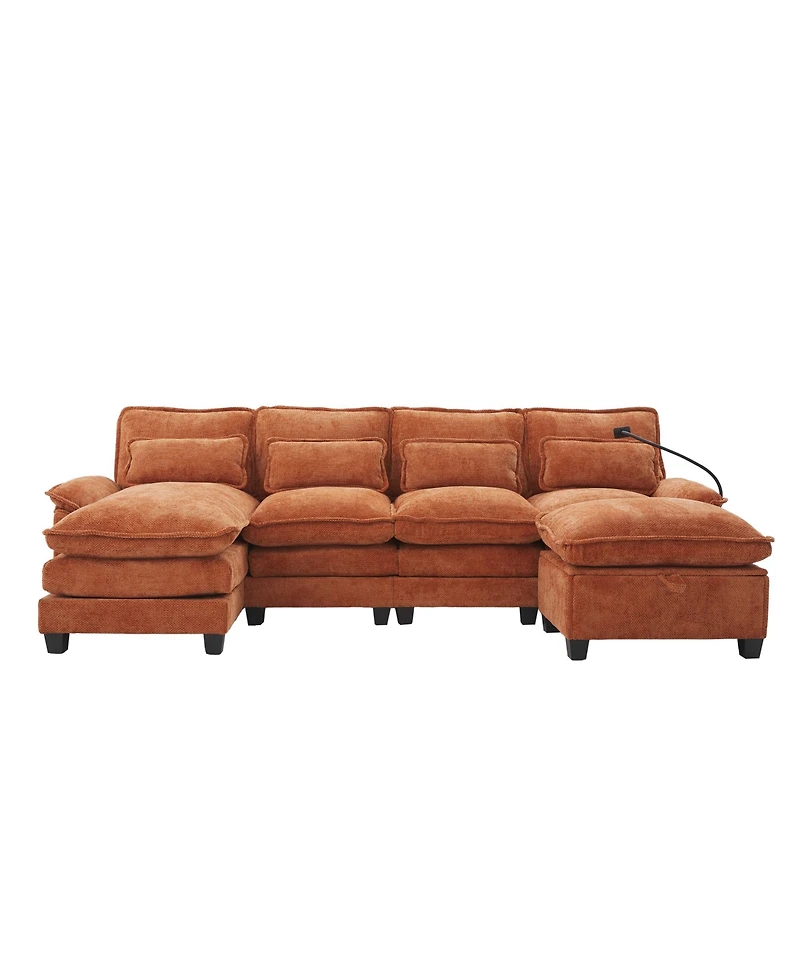 Streamdale Furniture 106" U-Shape Sectional Sofa Cloud Couch, Chenille