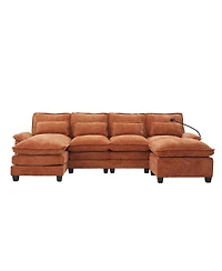Streamdale Furniture 106" U-Shape Sectional Sofa Cloud Couch, Chenille