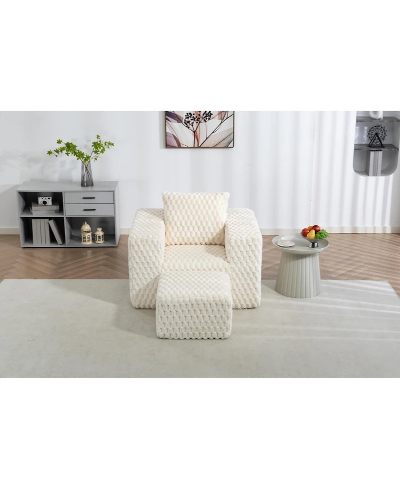 Streamdale Furniture Corduroy compression sofa with Ottoman