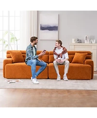 Streamdale Furniture Amber Orange Chenille Sectional Sofa with Pillows