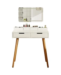 Streamdale Furniture Makeup Vanity Desk with Lights & Mirror, 3 Color Modes, 2 Drawers, White 31.5"