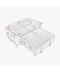 Streamdale 55" Velvet Pull Out Sofa Bed with Usb Ports & Pockets