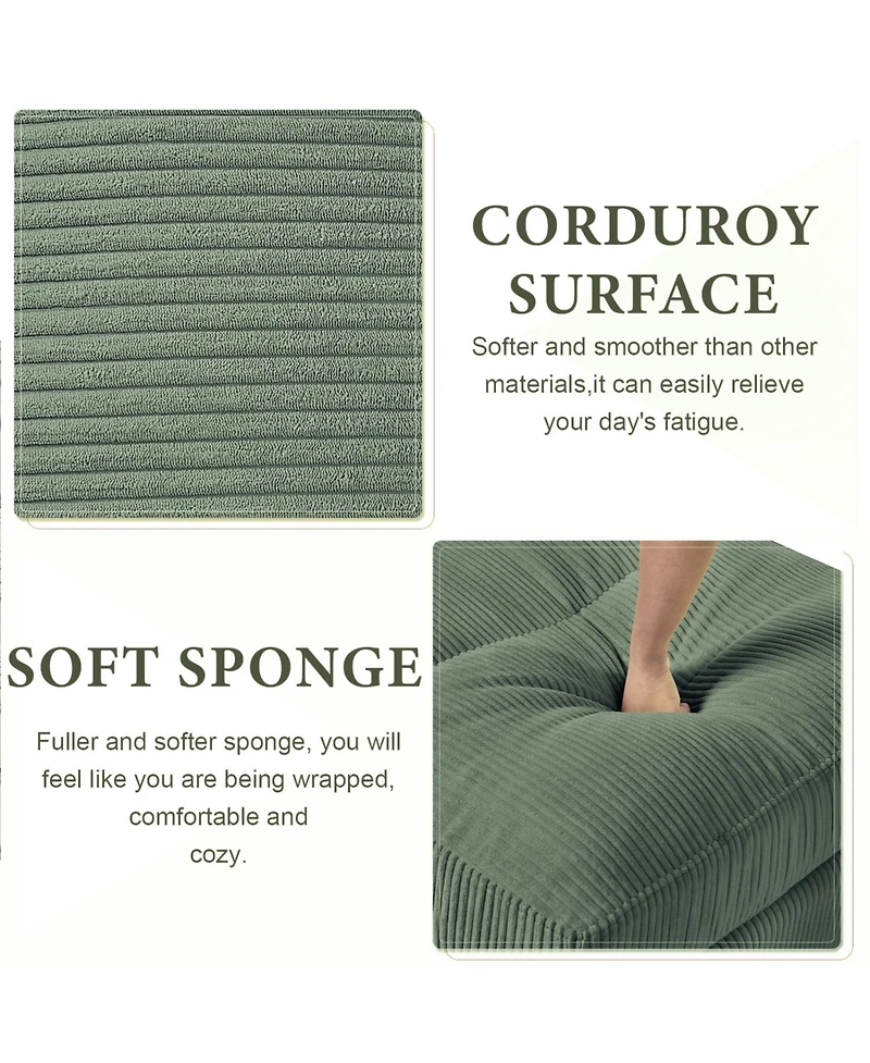 Streamdale Furniture Corduroy Modular Sectional Sofa, Olive Green 6 Seat