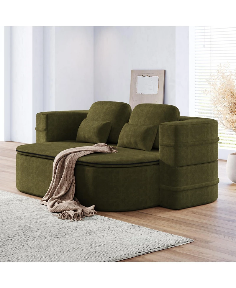 Streamdale 75" Foldable Sofa Bed with Blanket