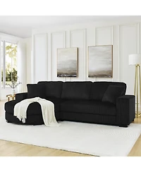 Streamdale Furniture Corduroy Tufted Sleeper Sectional Sofa, L-Shaped, Modular - Black