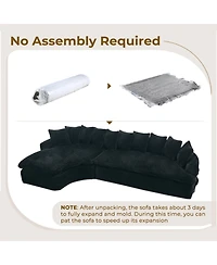 Streamdale Furniture 127" Large Sectional Sofa, Curved Design, Soft Corduroy, No Assembly