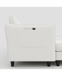 Streamdale Furniture Streamdale 107.8" 3 Seater L-Shaped Sofa Couch with Ottoman & Pockets