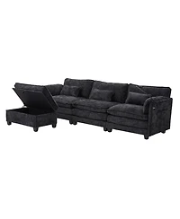 Streamdale Furniture Oversized Sectional Sofa Cloud Couch w/ Ottoman, Usb & Phone Holder