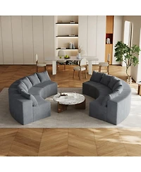 Streamdale Furniture Corduroy Curved Sectional Sofa with 12 Pillows (6 Modules