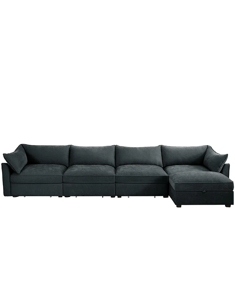Streamdale Furniture L-Shaped 4-Seat Sectional Sofa with Ottoman
