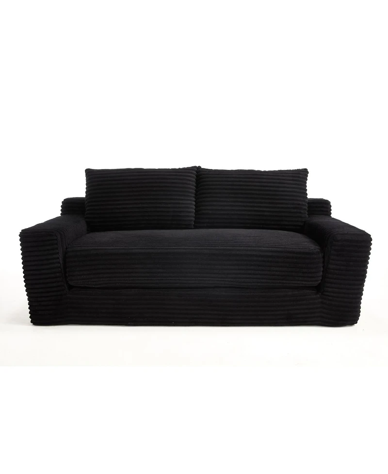 Streamdale Furniture Memory Foam L-Shaped Corduroy Sofa - Convertible, Compact Couch (Black)