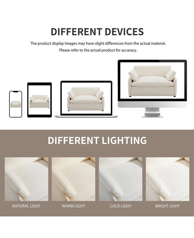 Streamdale Furniture Streamdale Oversized Chenille Sofa Chair - Wide Deep Seat