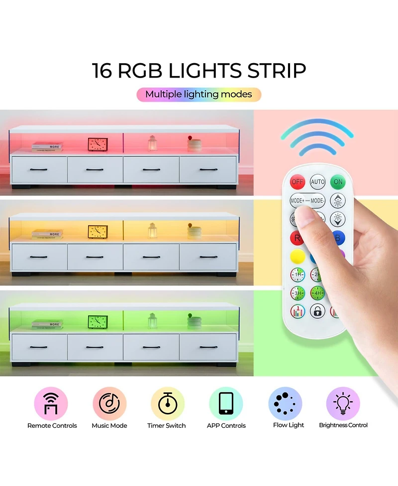 Streamdale Furniture White 4-Drawer Tv Stand - Up to 80" TVs