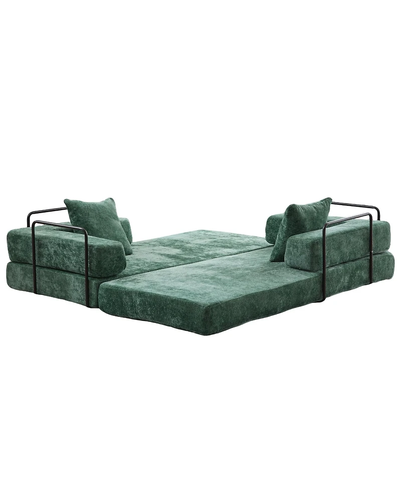 Streamdale Furniture Convertible Floor Sofa Bed with Pillow & Armrest