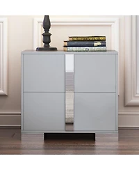Streamdale Furniture Elegant Mirrored Nightstand with 2 Drawers, Gray