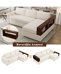 Streamdale Furniture 87.4" Sectional Sofa Couch with Reversible Armrests, Beige