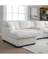 Streamdale Furniture U Shaped Cloud Couch Sectional Sofa, 126" Oversized Comfy Sofa, Beige