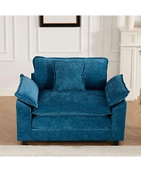 Streamdale Furniture Cloud Sofa Single Seat, Modern Sectional, Chenille, Blue