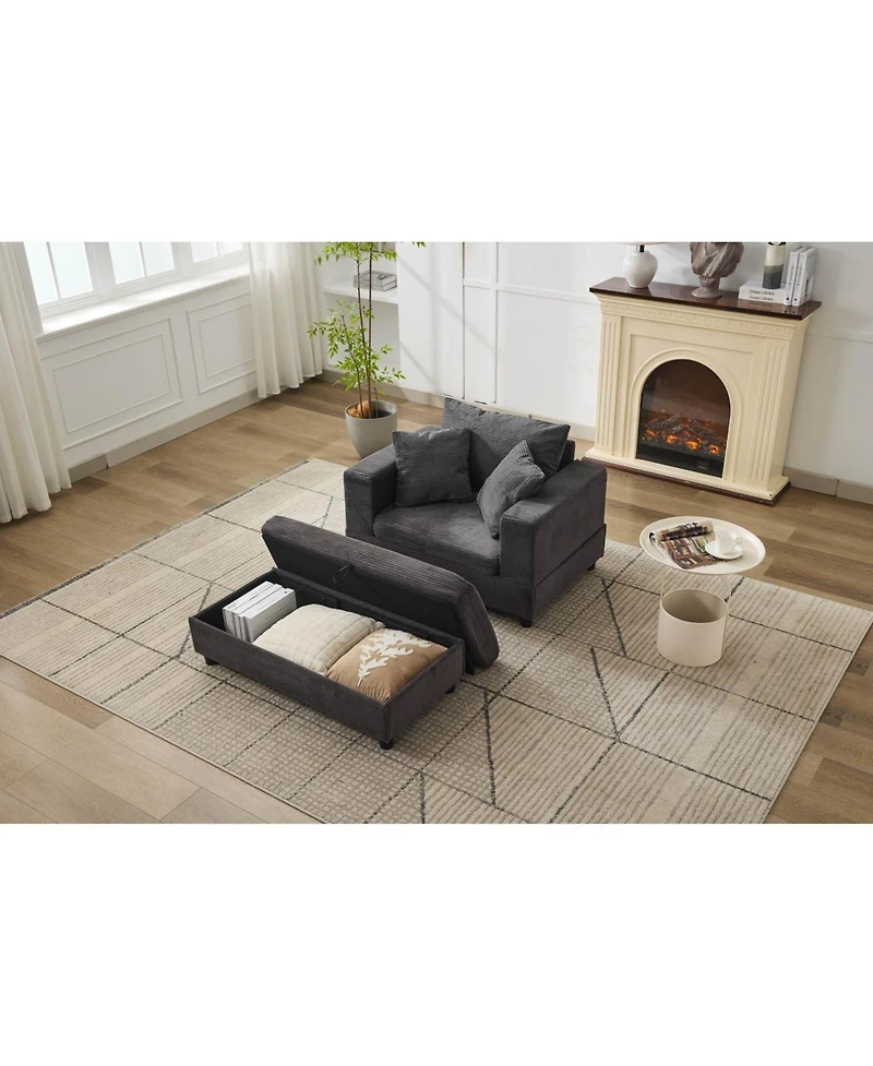 Streamdale Furniture Chaise Lounge with Storage Ottoman & Pillows