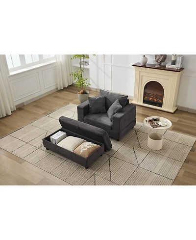 Streamdale Furniture Chaise Lounge with Storage Ottoman & Pillows