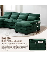Streamdale Furniture U Shaped Cloud Couch, 110" Chenille Sectional Sofa with Double Chaise