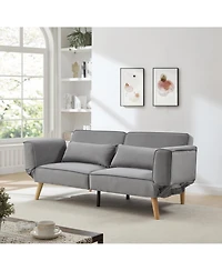 Streamdale Furniture 72.8" Futon Sofa Bed Sleeper Couch Adjustable Armrests Gray