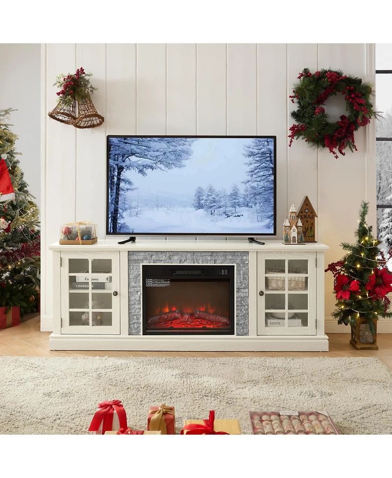 Streamdale Furniture 70" Tv Stand with Fireplace & Storage